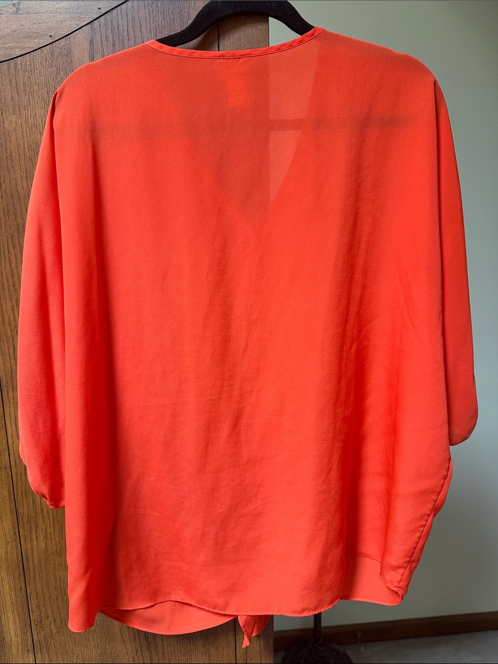 Chico's V-Neck Tie-Hem Blouse in Vibrant Orange - Picture 2 of 3